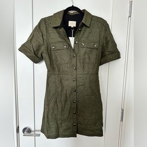 Sezane Green Ariel Tweed Dress -